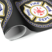 消防署のロゴの青および白いバッジ ラッピングペーパー (ロールコーナー)