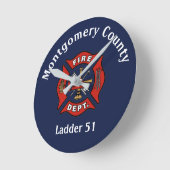 消防署のロゴカスタム  ラウンド壁時計 (傾斜)
