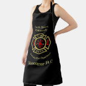 消防署のロゴデューティオナーレッドと金ゴールド エプロン (インサイチュ)