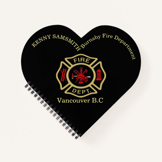 消防署のロゴ金ゴールドとバックバッジ ノートブック (正面)