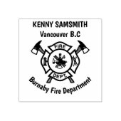 消防署のロゴ金ゴールドとバックバッジ ラバースタンプ (インプリント)