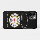 消防署のロゴ青と白のバッジ金ゴールド11 Case-Mate iPhoneケース (裏面(横))