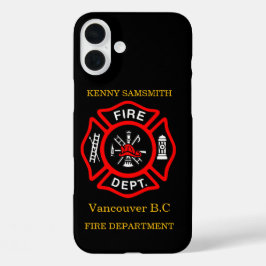 消防署のロゴ黒と赤のバッジ11 iPhone 16 PLUSケース