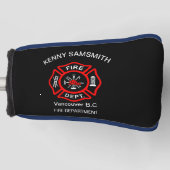 消防署のロゴ黒と赤のバッジ（長） ゴルフヘッドカバー (正面)