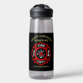 消防署のロゴ黒と赤バッジ2 ウォーターボトル (正面)
