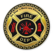 消防署のロゴ黒と金ゴールドバッジ セラミックノブ (正面)