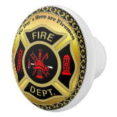 消防署のロゴ黒と金ゴールドバッジ セラミックノブ (右)