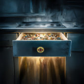 消防署のロゴ黒と金ゴールドバッジ セラミックノブ