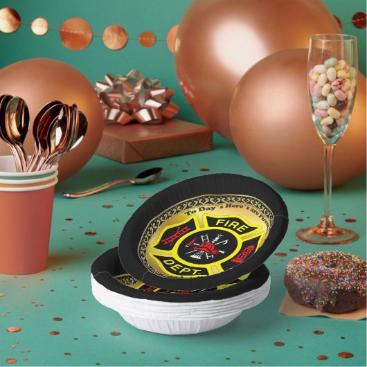 消防署のロゴ黒と黄色のバッジ ペーパーボウル (複数)