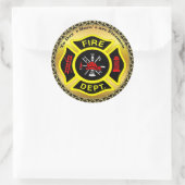 消防署のロゴ黒と黄色のバッジ ラウンドシール (バッグ)