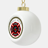 消防署のロゴ黒赤バッジ セラミックボールオーナメント (右)
