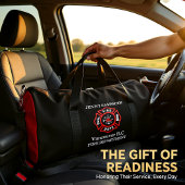 消防署のロゴ黒赤バッジ ダッフルバッグ