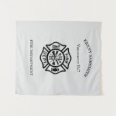 消防署のロゴ（白黒） タペストリー (正面(横))