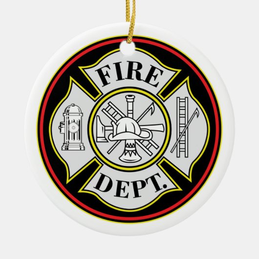 消防署の円形のバッジ セラミックオーナメント (正面)