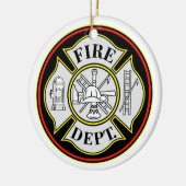 消防署の円形のバッジ セラミックオーナメント (左)