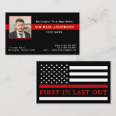 消防署の写真ロゴ赤いライン消防士 名刺 (正面/裏面)