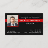 消防署の写真ロゴ赤いライン消防士 名刺 (正面)