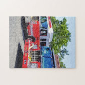 消防署の前にある二つの消防車 ジグソーパズル (横)