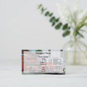 消防署の前の消防車 名刺 (スタンド正面)