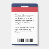 消防署の従業員の消防士の写真IDカード バッジ (裏面)