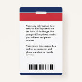 消防署の従業員の消防士の写真IDカード バッジ (裏面)