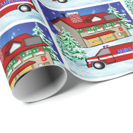 消防署の救急車EMSレスポンダークリスマス ラッピングペーパー
