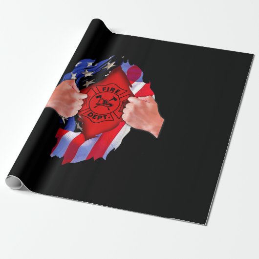 消防署の旗 消防士の細い赤線 ラッピングペーパー (アンロールド)