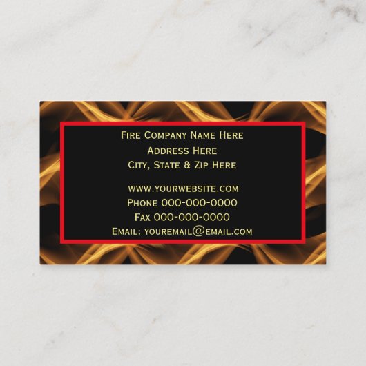 消防署の消防エンブレム付き火炎の背景 名刺 (裏面)