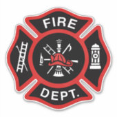 消防署の消防士バッジレッド シール (正面)