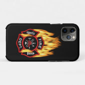 消防署の燃えるようなバッジ Case-Mate iPhoneケース (裏面(横))