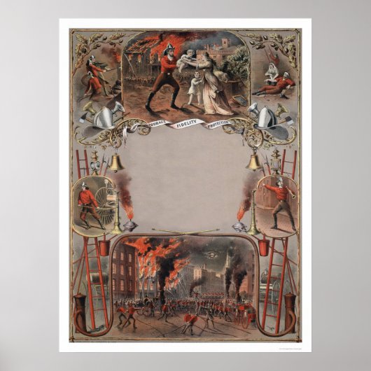 消防署の証明書テンプレートプリント ポスター (正面)