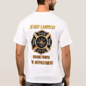 消防署の金ゴールドのバッジのカスタム Tシャツ (裏面)