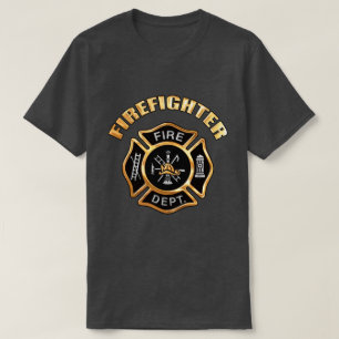 消防署の金ゴールドのバッジ Tシャツ