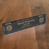 消防署の金ゴールド デスクネームプレート (側面)