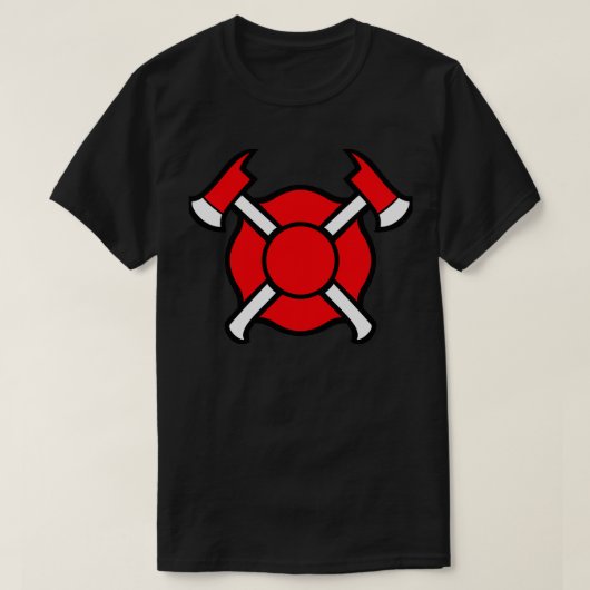 消防署または消防士マルチーズクロスSymb Tシャツ (デザイン正面)