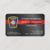 消防署エンブレムレッドシルバーファイアーファイター 名刺 (正面)