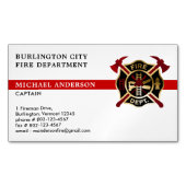 消防署カスタムのロゴモダン赤い消防士 マグネット名刺 (正面)