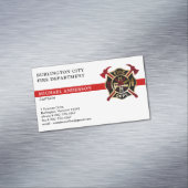 消防署カスタムのロゴモダン赤い消防士 マグネット名刺 (インサイチュ)