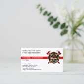 消防署カスタムのロゴモダン赤い消防士 名刺 (スタンド正面)