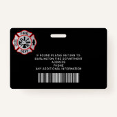 消防署カスタムの写真ロゴ消防士ID バッジ (裏面)