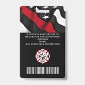 消防署カスタム名ロゴ写真消防士ID バッジ (Back)