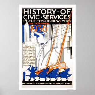 消防署トラックNYC 1936 WPA ポスター