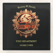 消防署バッジの威信、名誉 ガラスコースター (正面)