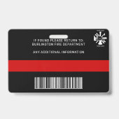 消防署パーソナライズされた写真消防士ID バッジ (Back)