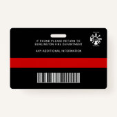 消防署パーソナライズされた写真消防士ID バッジ (裏面)