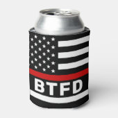 消防署パーソナライズされた薄い赤い線Coo 缶クーラー (缶正面)