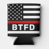 消防署パーソナライズされた薄い赤い線Coo 缶クーラー (正面)