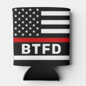 消防署パーソナライズされた薄い赤い線Coo 缶クーラー (裏面)