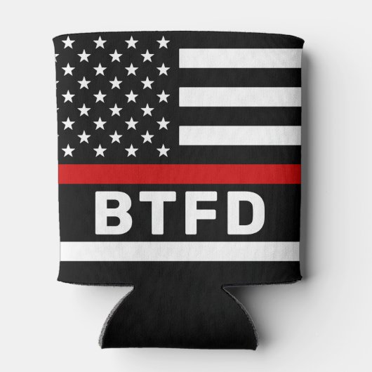 消防署パーソナライズされた薄い赤い線Coo 缶クーラー (裏面)