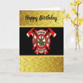 消防署ロゴ金ゴールド及び赤バッジ金ゴールド箔 カード (黄色い花)